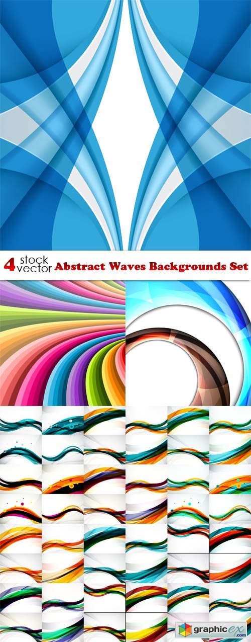 Vectors - Abstract Waves Backgrounds Set