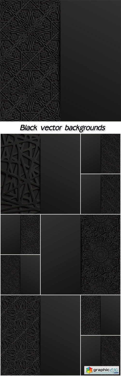 Black vector backgrounds with patterns