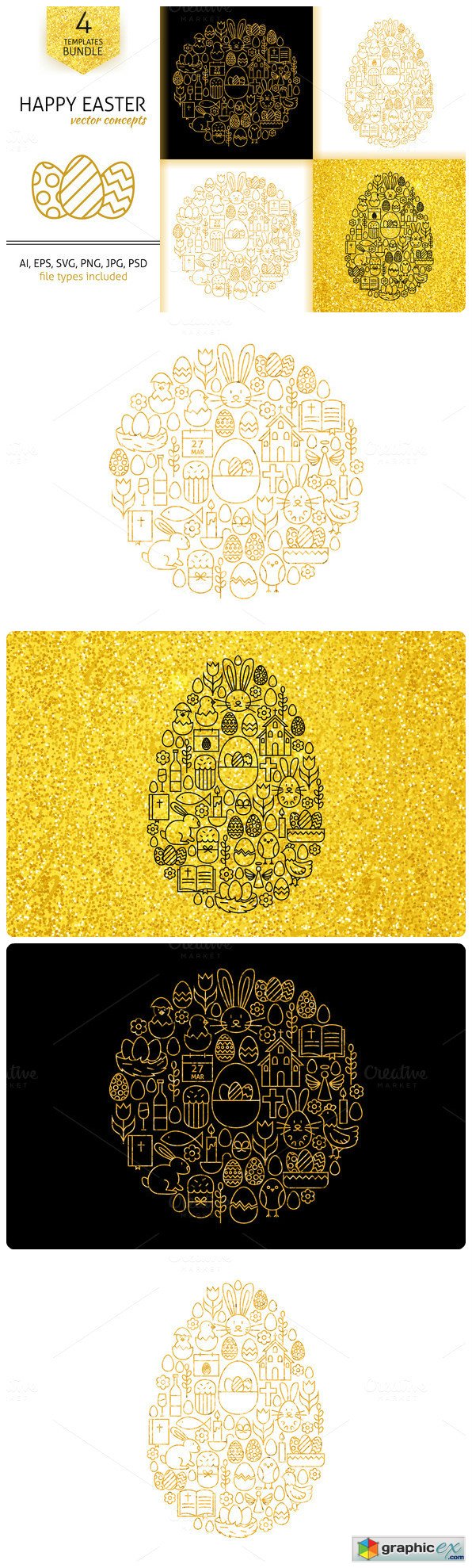 Happy Easter Gold Line Concepts