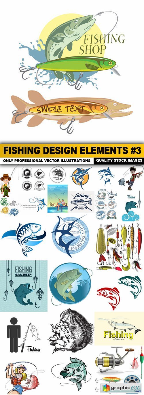 Fishing Design Elements #3 - 25 Vector