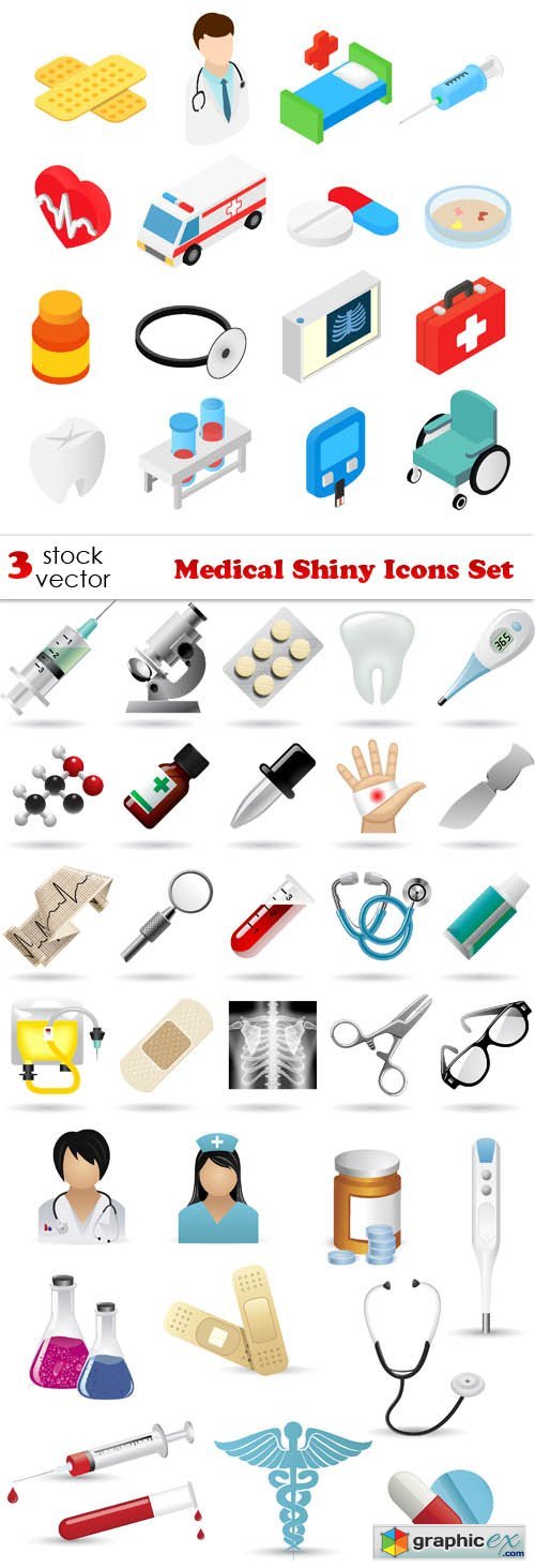 Vectors - Medical Shiny Icons Set