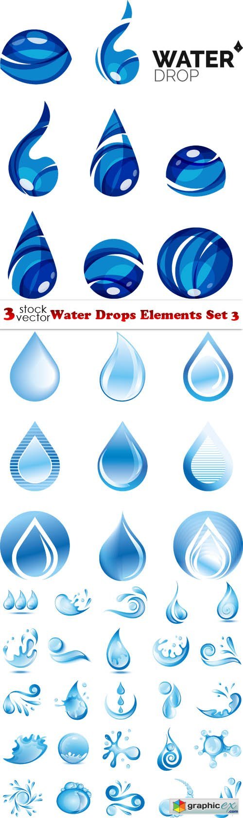 Vectors - Water Drops Elements Set 3