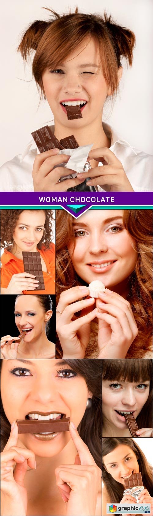 Glamour beautiful woman holds and eats chocolate 7x JPEG