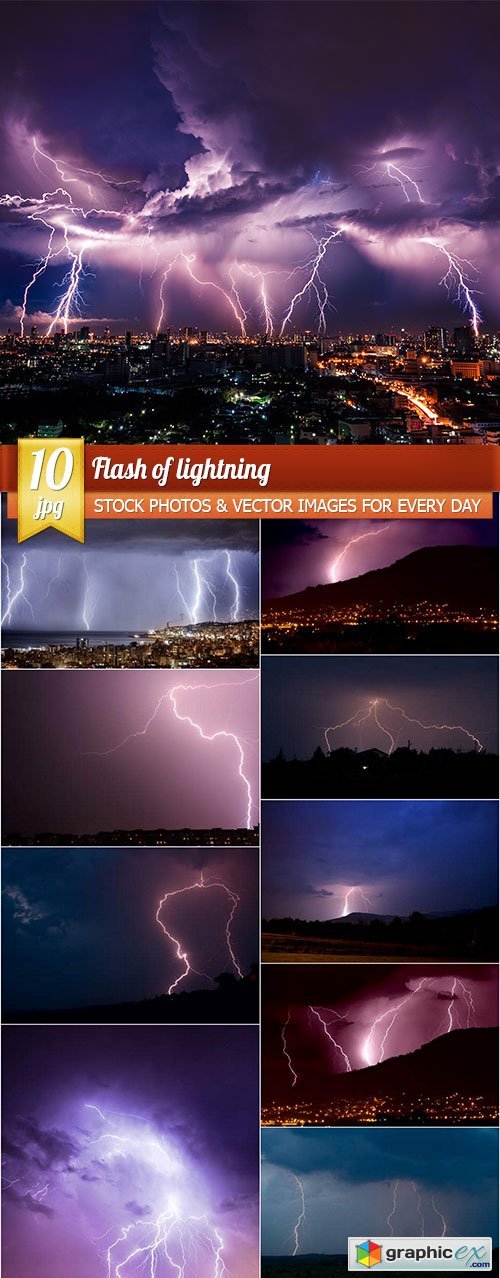 Flash of lightning, 10 x UHQ JPEG