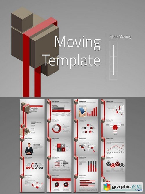 Ribbon PowerPoint Template Moving