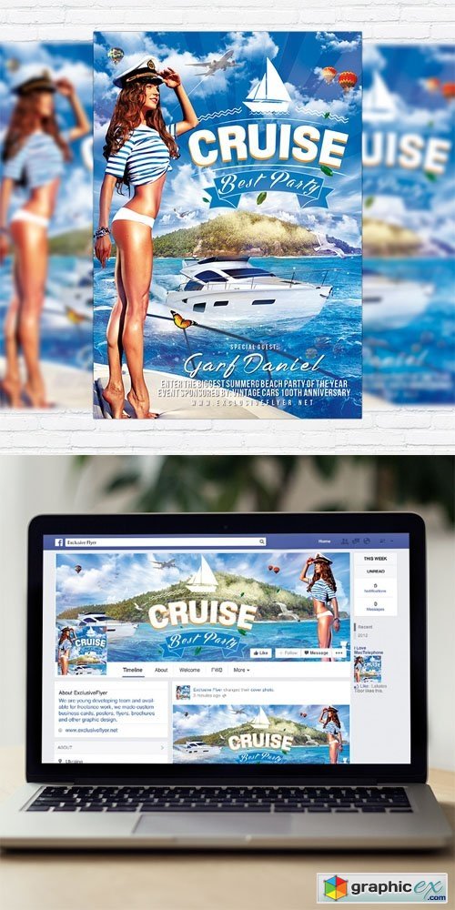 Cruise Best Party - Flyer Template + Facebook Cover