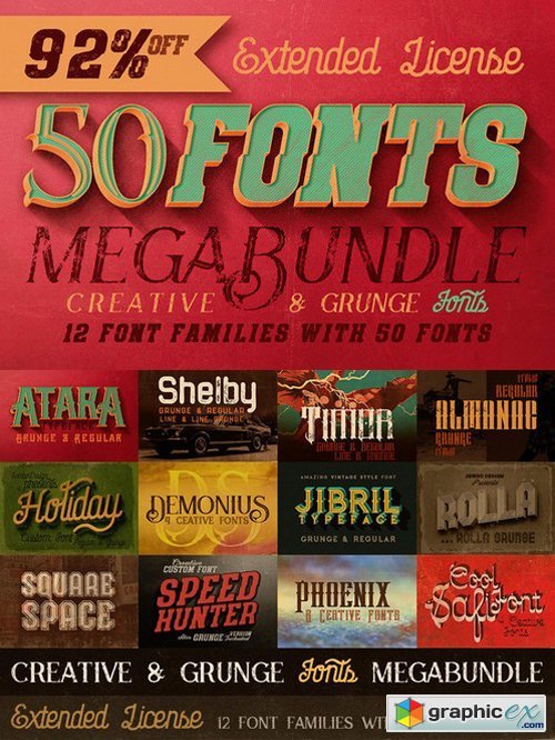 Creative & Grunge Fonts Megabundle