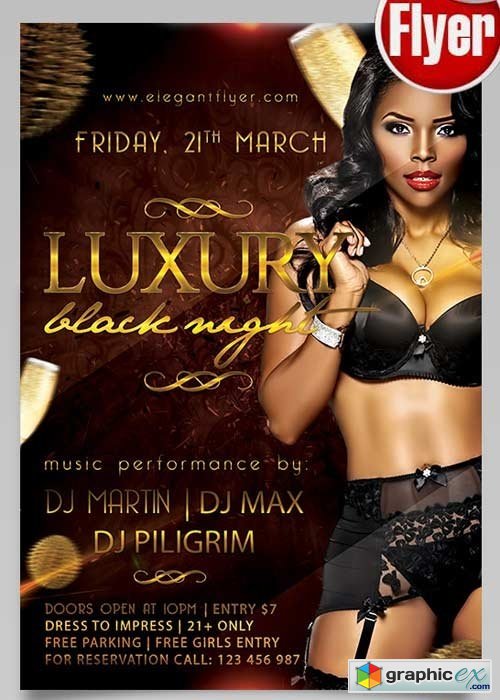 Luxurious Black Night Flyer PSD Template + Facebook Cover