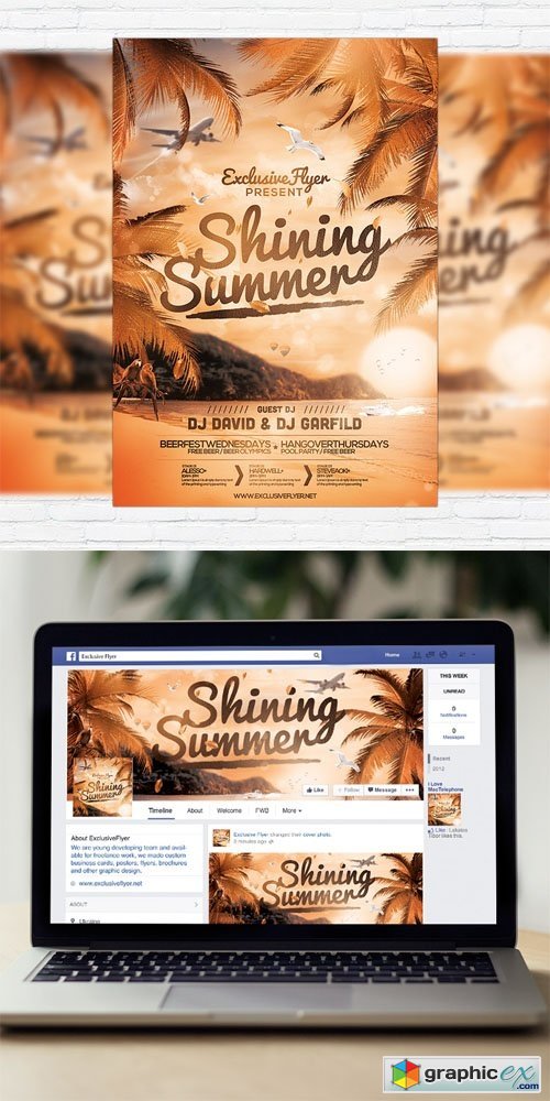 Shining Summer - Flyer Template + Facebook Cover