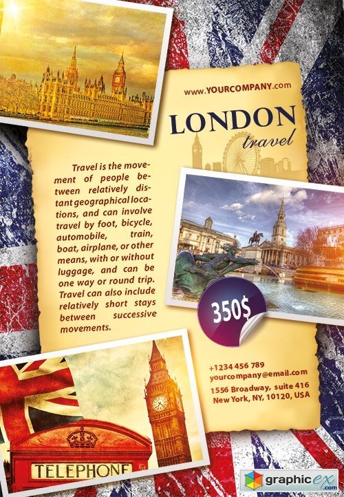 London travel Flyer PSD Template
