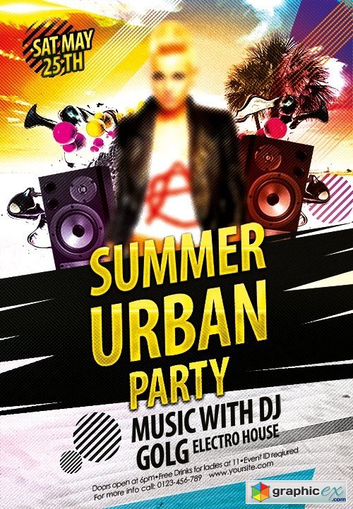 Urban Summer Party Flyer PSD Template
