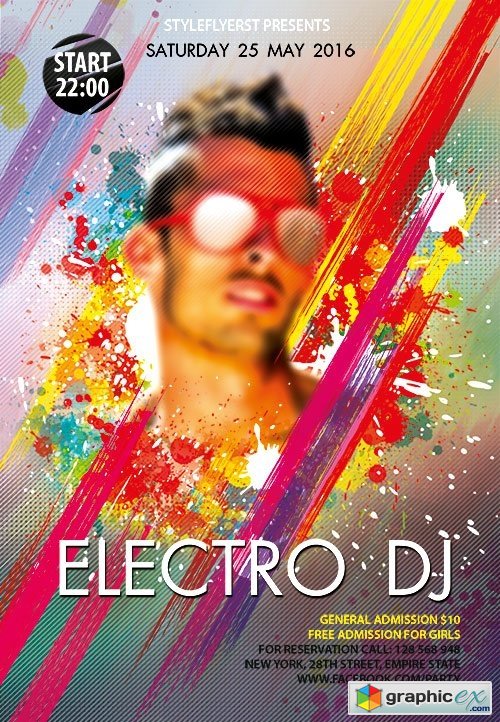 Electro DJ Flyer PSD Template