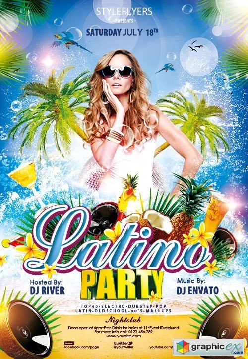 Latino party Flyer PSD Template