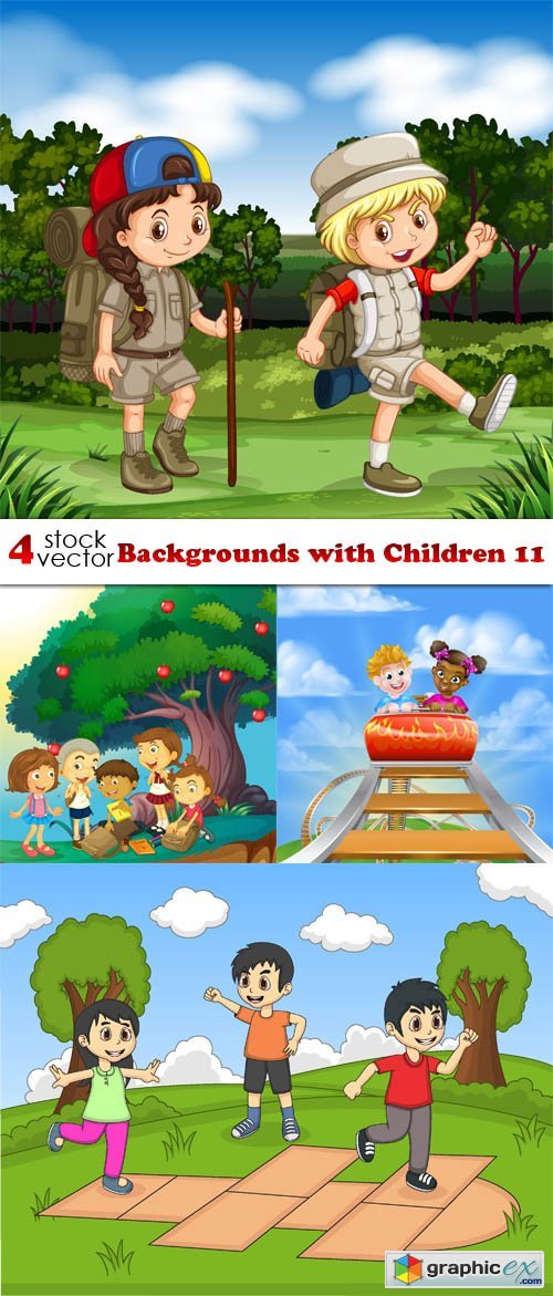 Vectors - Backgrounds with Children 11