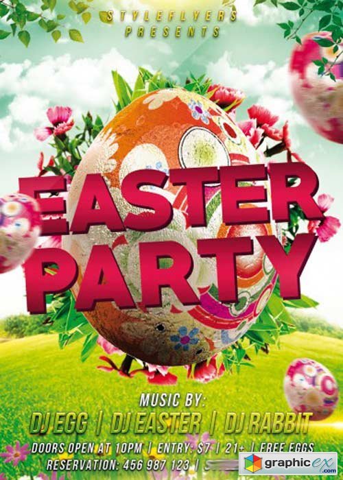Easter V8 PSD Flyer Template with Facebook Cover