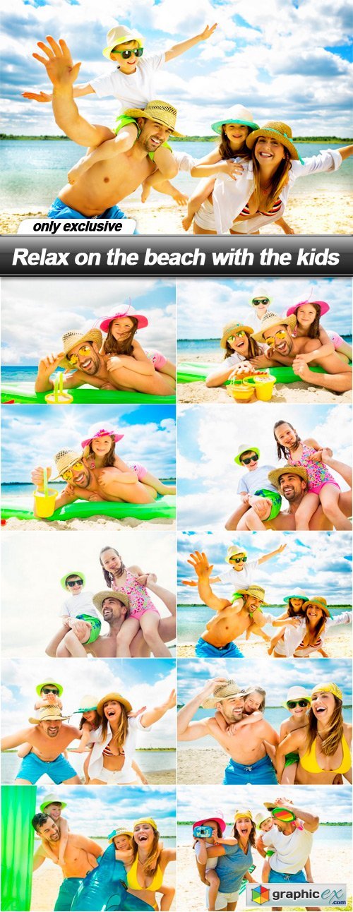Relax on the beach with the kids - 10 UHQ JPEG