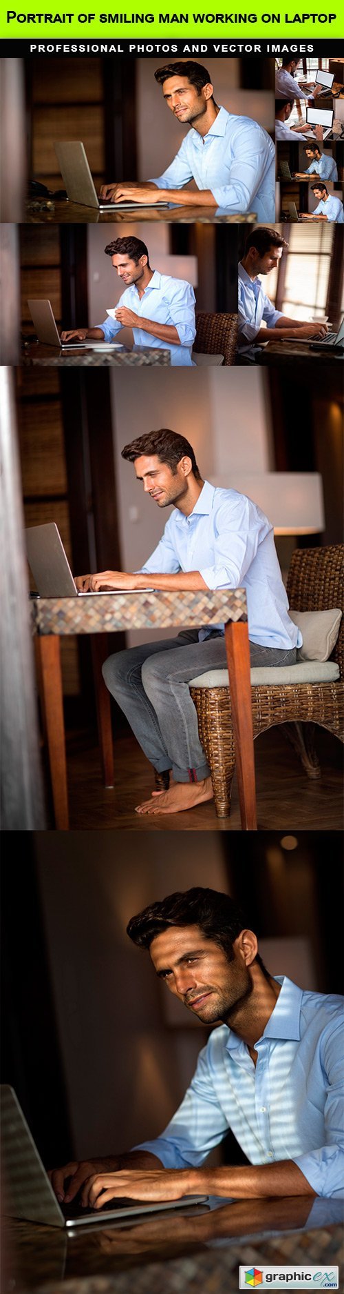 Portrait of smiling man working on laptop