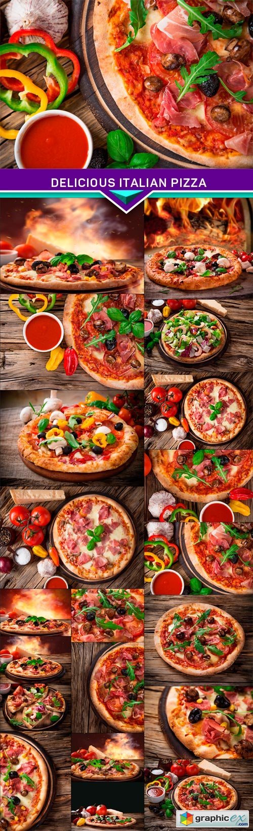 Delicious italian pizza served on wooden table 20x JPEG