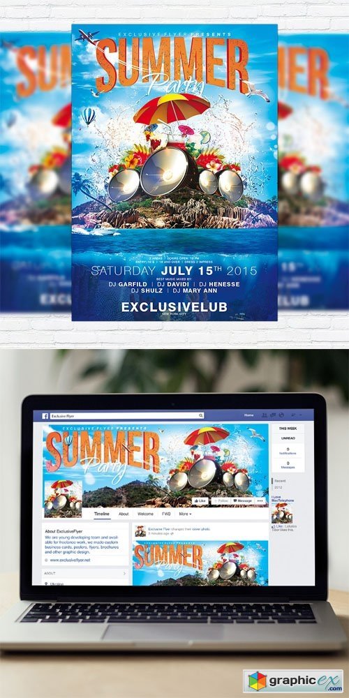 Summer Party Vol 4 - Flyer Template + Facebook Cover