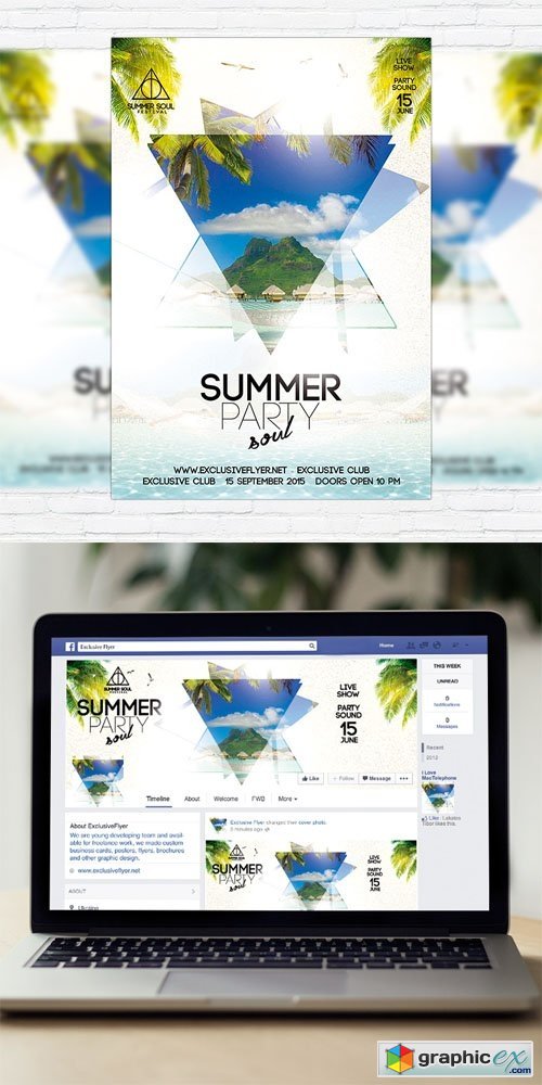 Summer Party Soul - Flyer Template + Facebook Cover