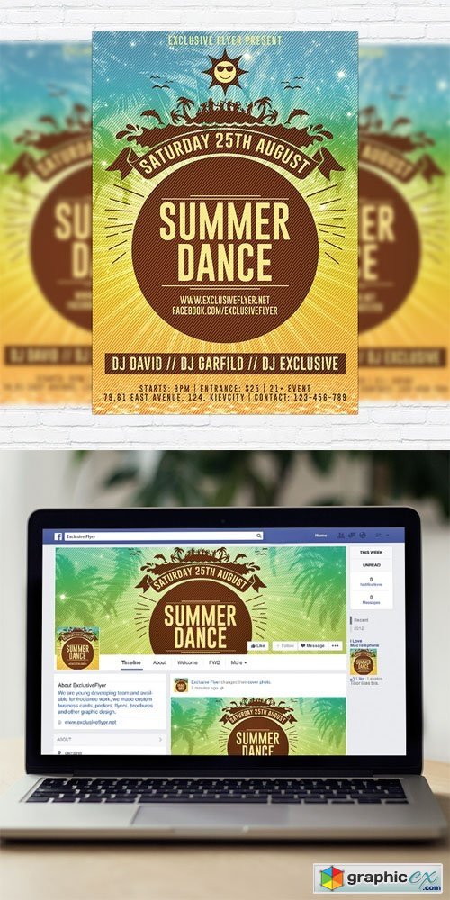 Summer Dance Party - Flyer Template + Facebook Cover