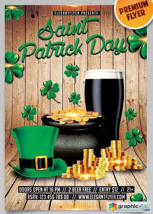 Saint Patrick Day  Flyer PSD Template + Facebook Cover