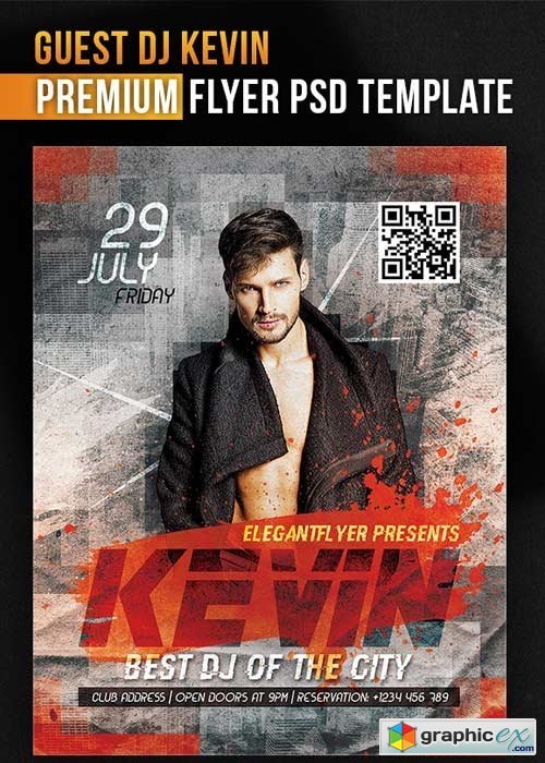 Guest Dj Kevin  Flyer PSD Template + Facebook Cover