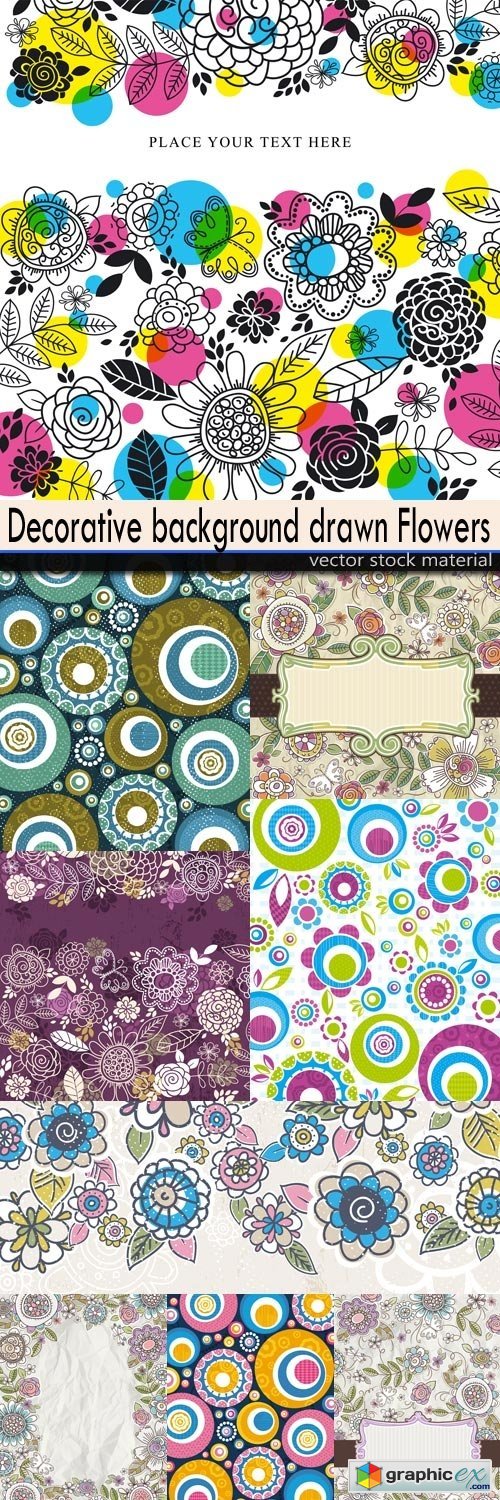 Decorative background drawn Flowers