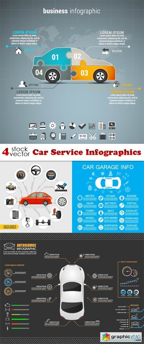 Vectors - Car Service Infographics