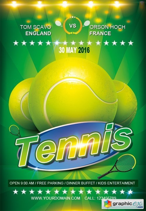Tennis Flyer PSD Template + Facebook Cover