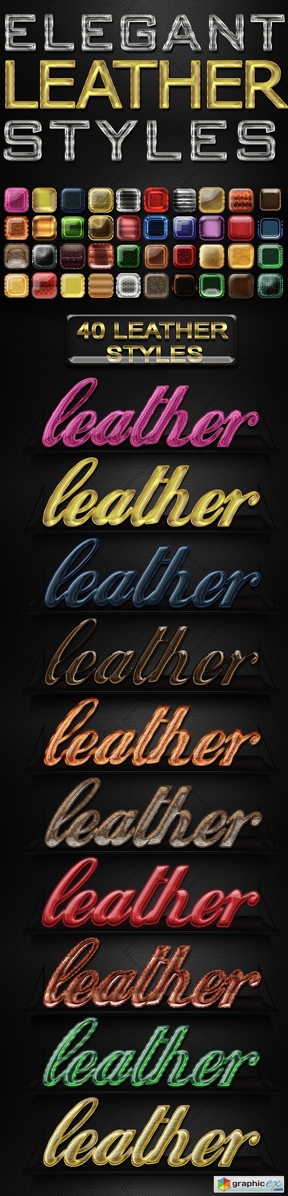 40 Elegant Leather Photoshop Styles