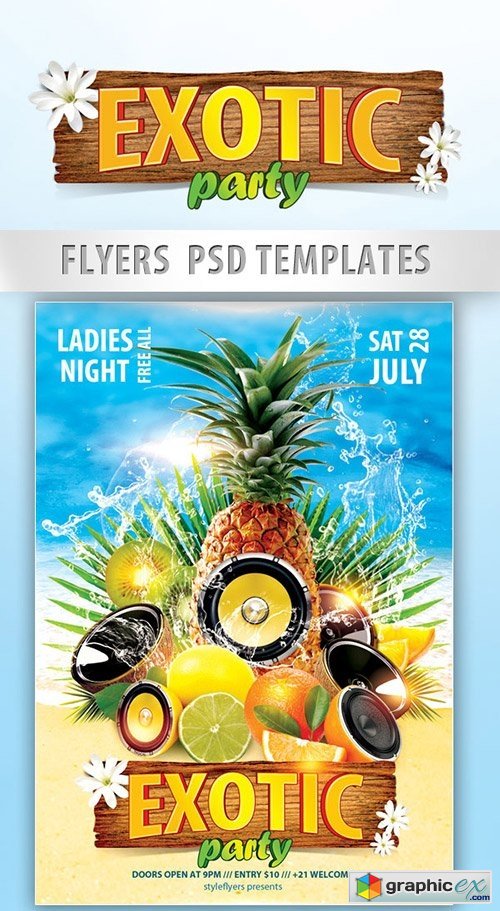 Exotic Party Flyer PSD Template + Facebook Cover