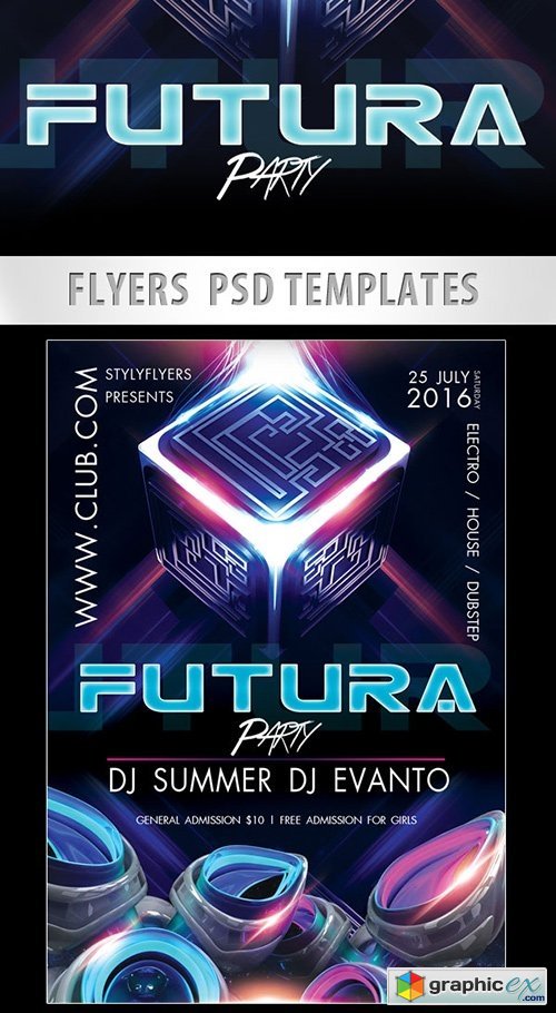 Futura Party Flyer PSD Template + Facebook Cover