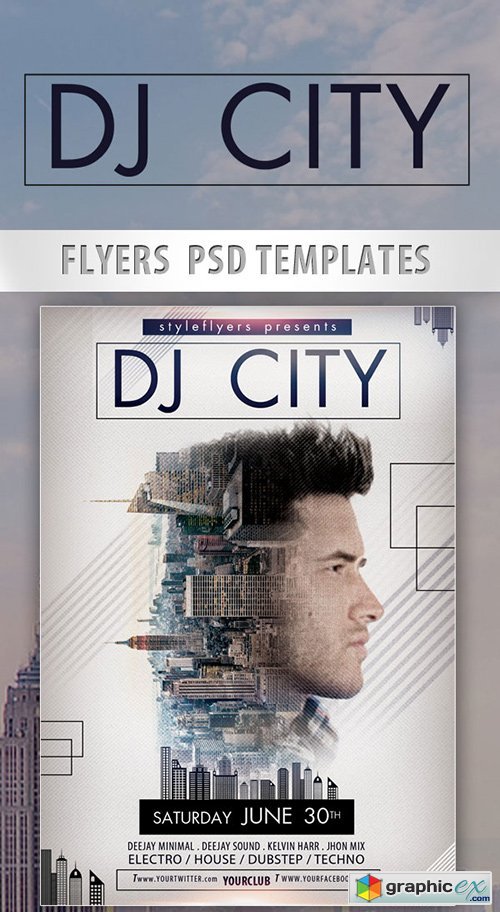 DJ City Flyer PSD Template + Facebook Cover