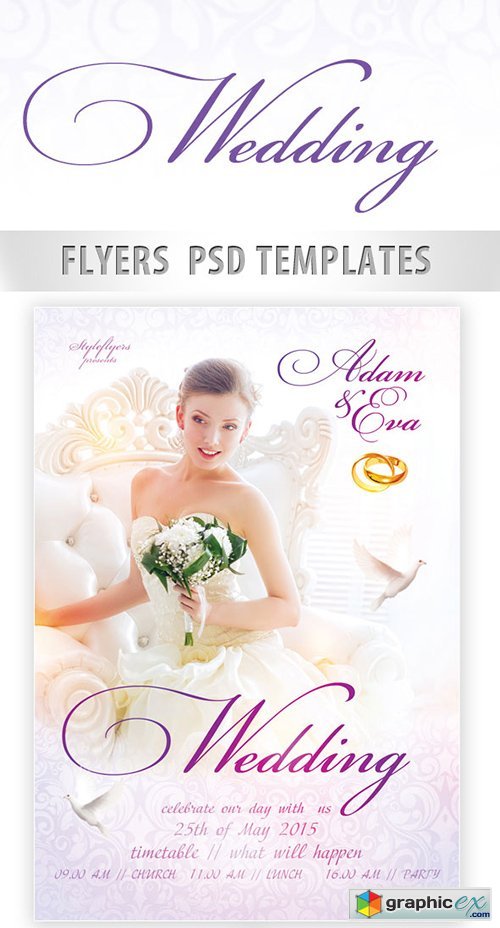 Wedding Flyer PSD Template + Facebook Cover