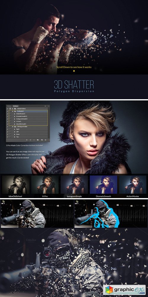 3d polygon shatter photoshop action free download
