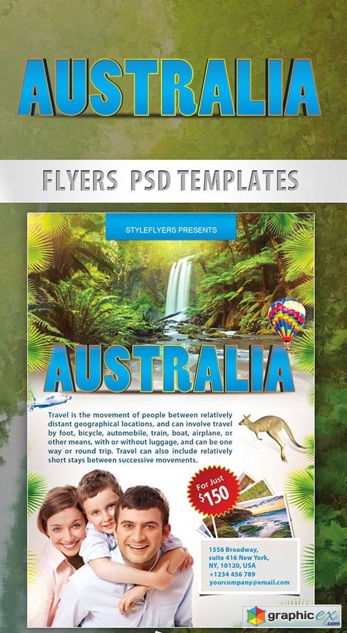 Australia  Travel Free Flyer PSD Template + Facebook Cover