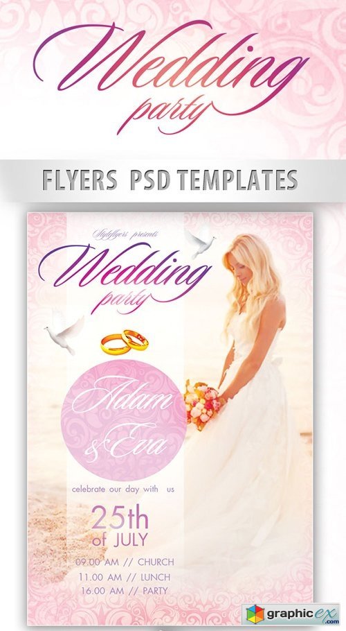 Wedding PSD Flyer PSD Template + Facebook Cover