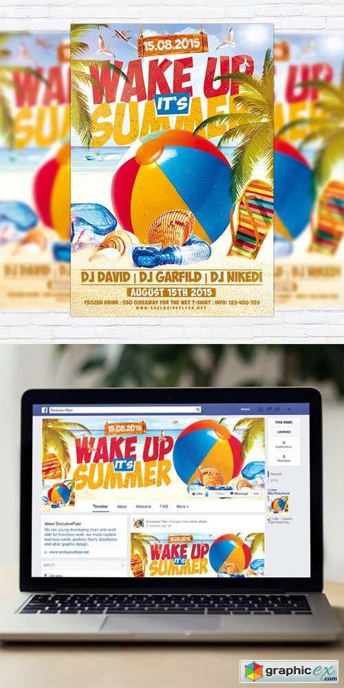 Wake up its Summer - Flyer Template + Facebook Cover