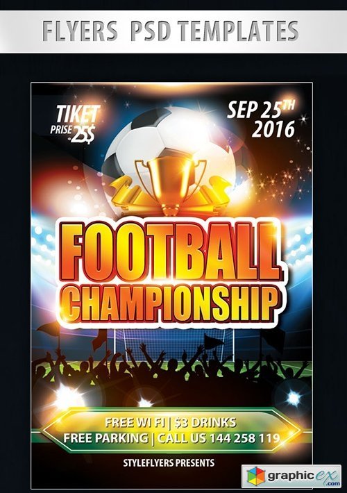 Football Championship Flyer PSD Template + Facebook Cover