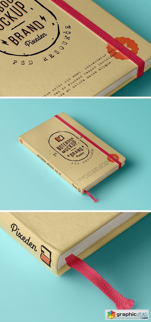 Classic Notebook Mockup, Isometric View