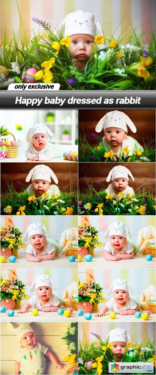 Happy baby dressed as rabbit - 10 UHQ JPEG