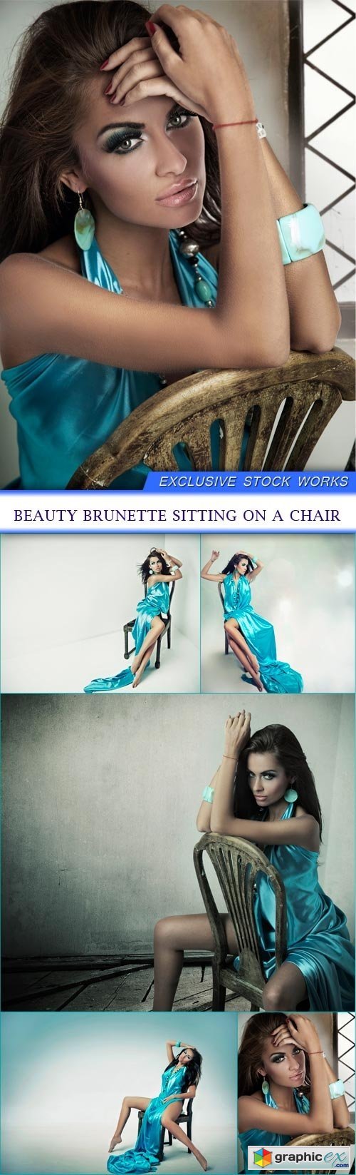 Beauty brunette sitting on a chair 5X JPEG