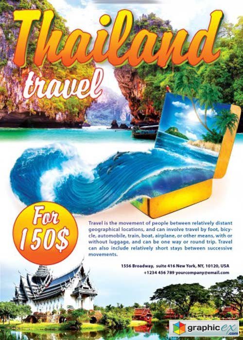 Thailand Travel Flyer PSD Template + Facebook Cover