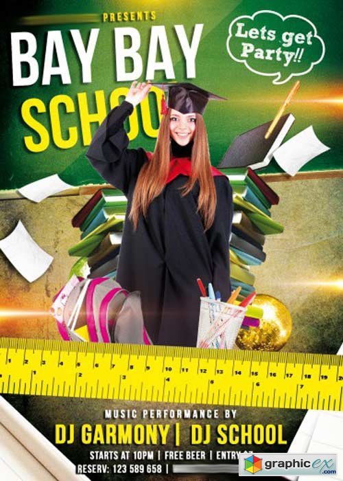 Bay bay School Party Flyer PSD Template + Facebook Cover