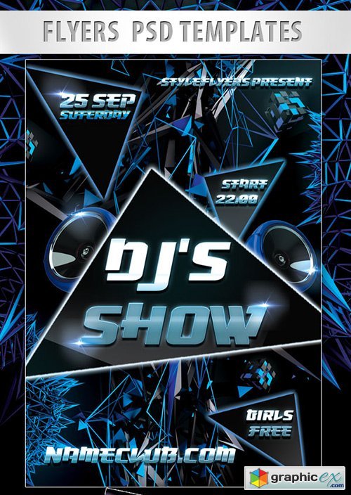 Djs Show Flyer PSD Template + Facebook Cover