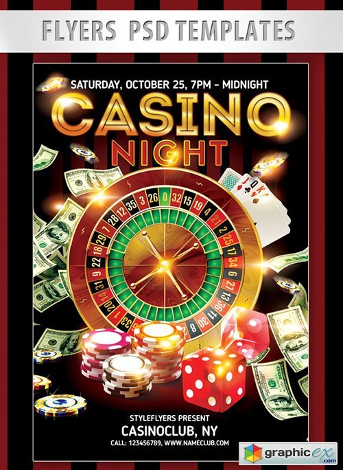 Casino Night Flyer PSD Template + Facebook Cover