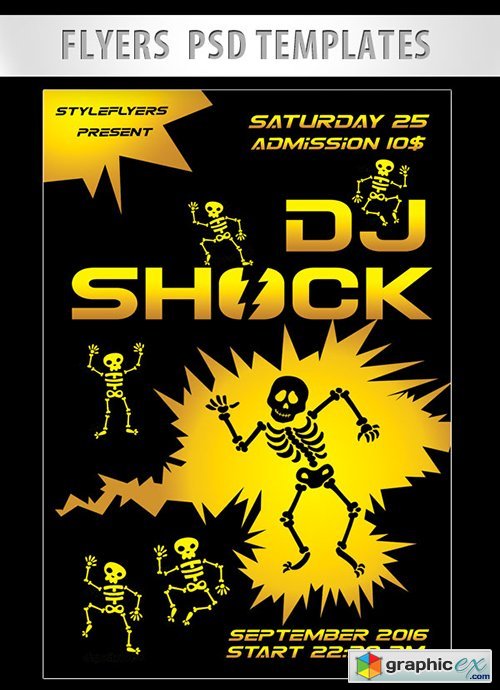 Dj Shock Flyer PSD Template + Facebook Cover
