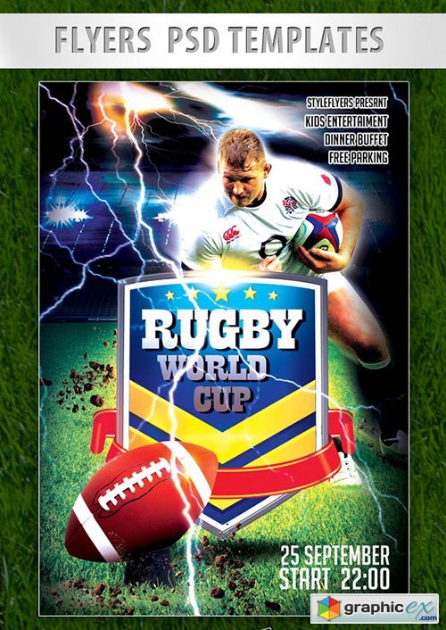 Rugby World Cup Flyer PSD Template + Facebook Cover