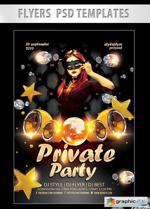 Private Party Flyer PSD Template + Facebook Cover